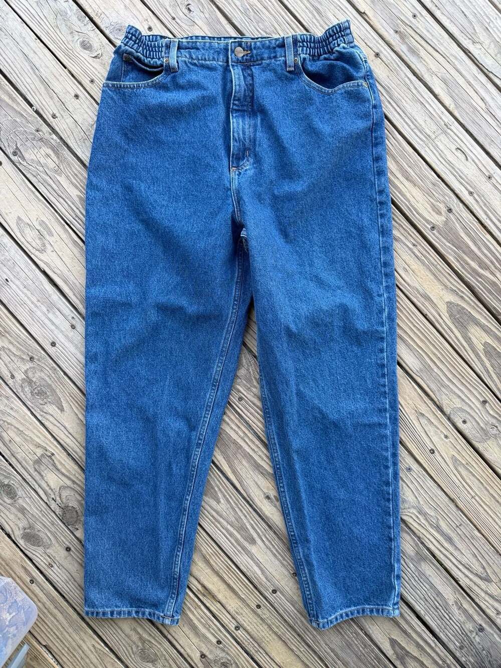 L.L.Bean Vintage Original Fit Relaxed Tapered Leg Elastic Waist Mom Jeans